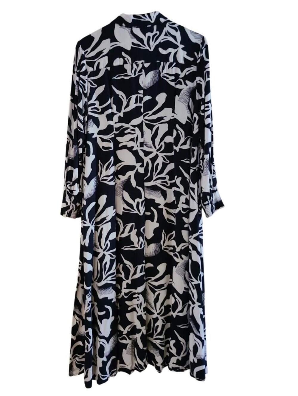 Chico's Foiliage Maxi Shirt Button-Front Dress Black White Longsleeve Pockets - Picture 13 of 17